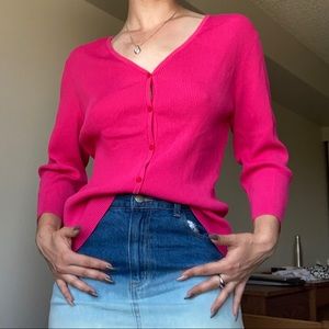 Hot pink ribbed cardigan